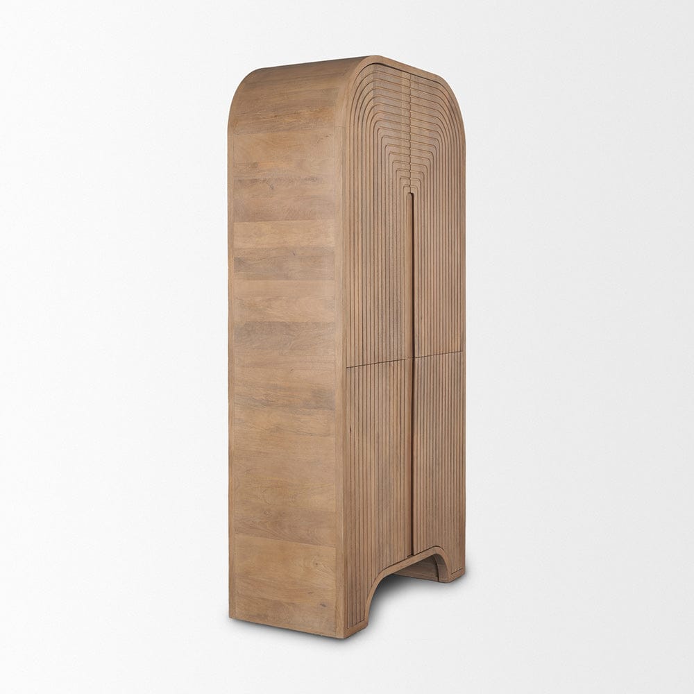 Mercana - Sorina Reverse Fluted Light Brown Wood Curio Cabinet - 70836 view 5