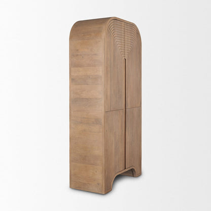 Mercana - Sorina Reverse Fluted Light Brown Wood Curio Cabinet - 70836 view 5