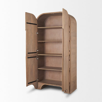Mercana - Sorina Reverse Fluted Light Brown Wood Curio Cabinet - 70836 view 6