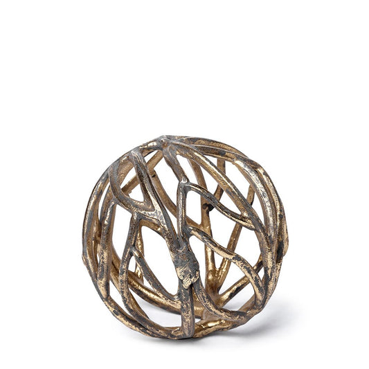 Mercana - Sphaira Noir I Small 5L x 5W Gold Cast Aluminum Decorative Tree Branch Orb - 68413_CLOSEOUT view 1