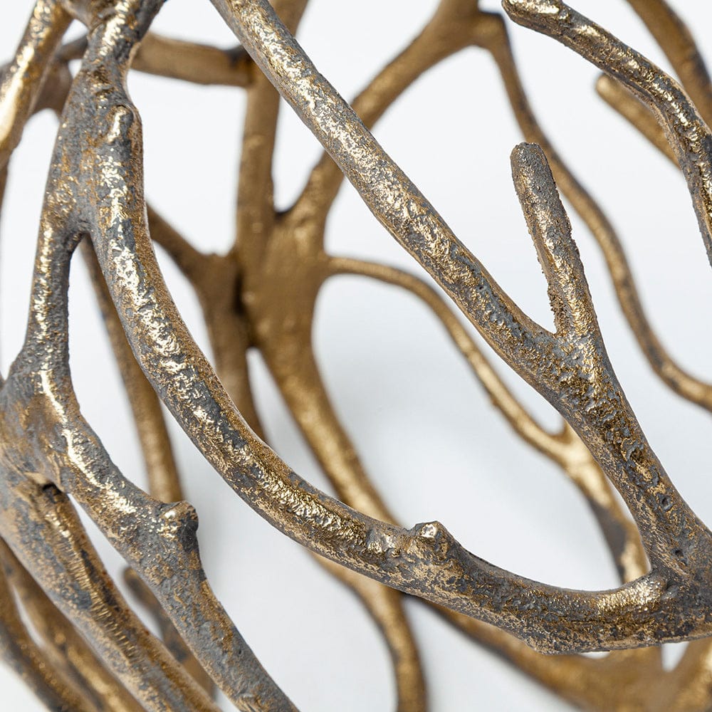 Mercana - Sphaira Noir I Small 5L x 5W Gold Cast Aluminum Decorative Tree Branch Orb - 68413_CLOSEOUT view 5