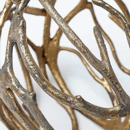 Mercana - Sphaira Noir I Small 5L x 5W Gold Cast Aluminum Decorative Tree Branch Orb - 68413_CLOSEOUT view 5