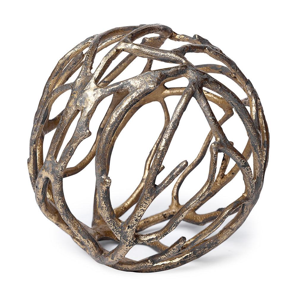 Mercana - Sphaira Noir II Large 7L x 7W Gold Cast Aluminum Decorative Tree Branch Orb - 68414 view 1