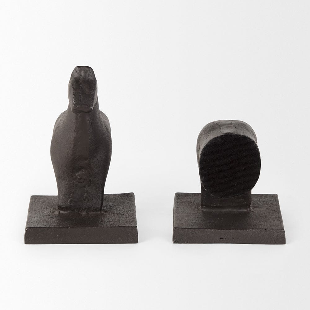 Mercana - Sphynx III 9L x 4W Black Cast Aluminum Horse Shaped Bookends (Set of 2) - 69066_CLOSEOUT view 6