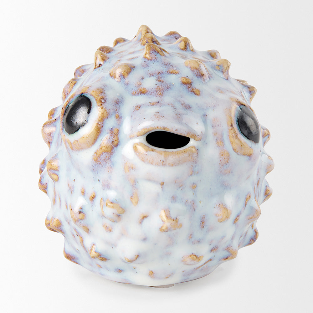 Mercana - Spike I Small 8L x 4W Off-White Ceramic Puffer Fish - 68018 view 3