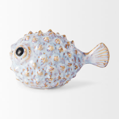 Mercana - Spike I Small 8L x 4W Off-White Ceramic Puffer Fish - 68018 view 4