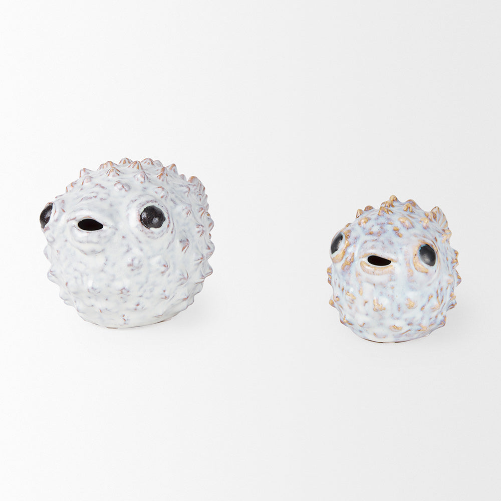 Mercana - Spike I Small 8L x 4W Off-White Ceramic Puffer Fish - 68018 view 11