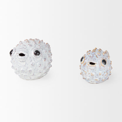 Mercana - Spike I Small 8L x 4W Off-White Ceramic Puffer Fish - 68018 view 11