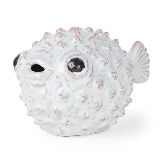 Mercana - Spike II Large 10L x 6W Off-White Ceramic Puffer Fish - 68019 view 1