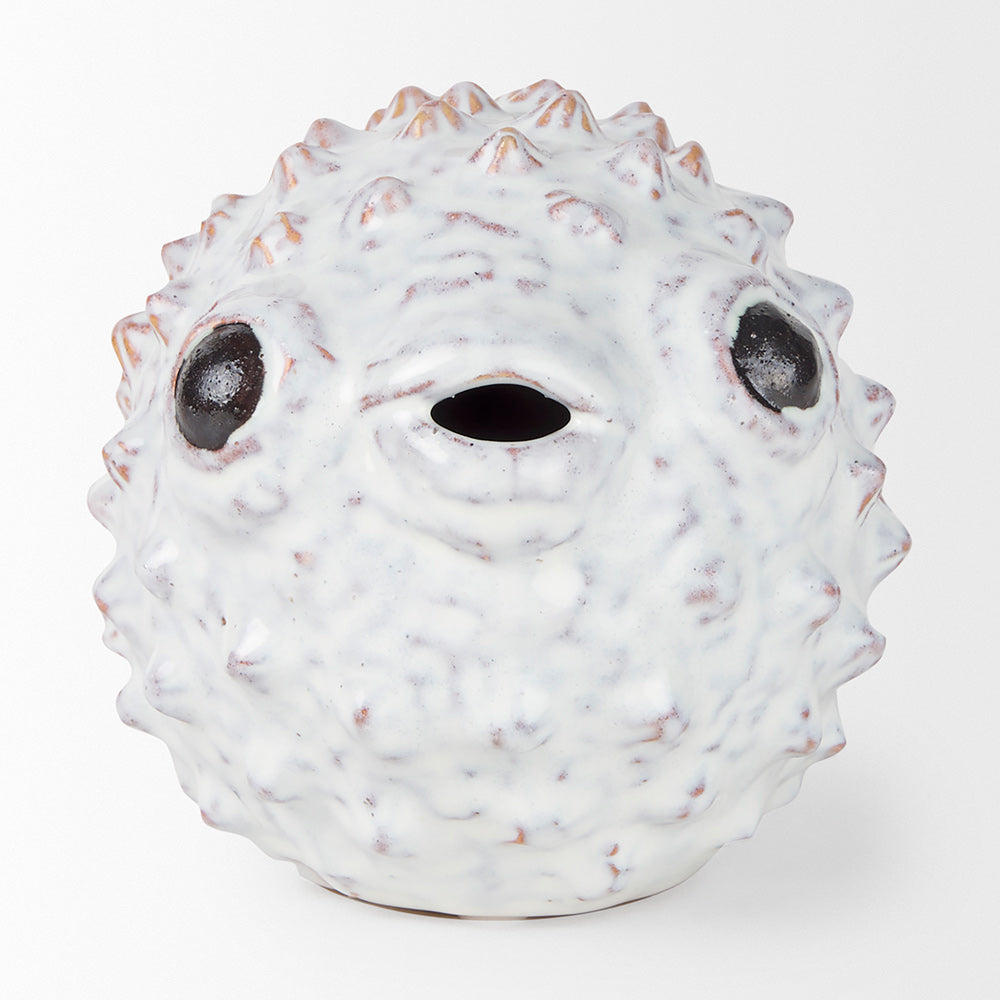 Mercana - Spike II Large 10L x 6W Off-White Ceramic Puffer Fish - 68019 view 3