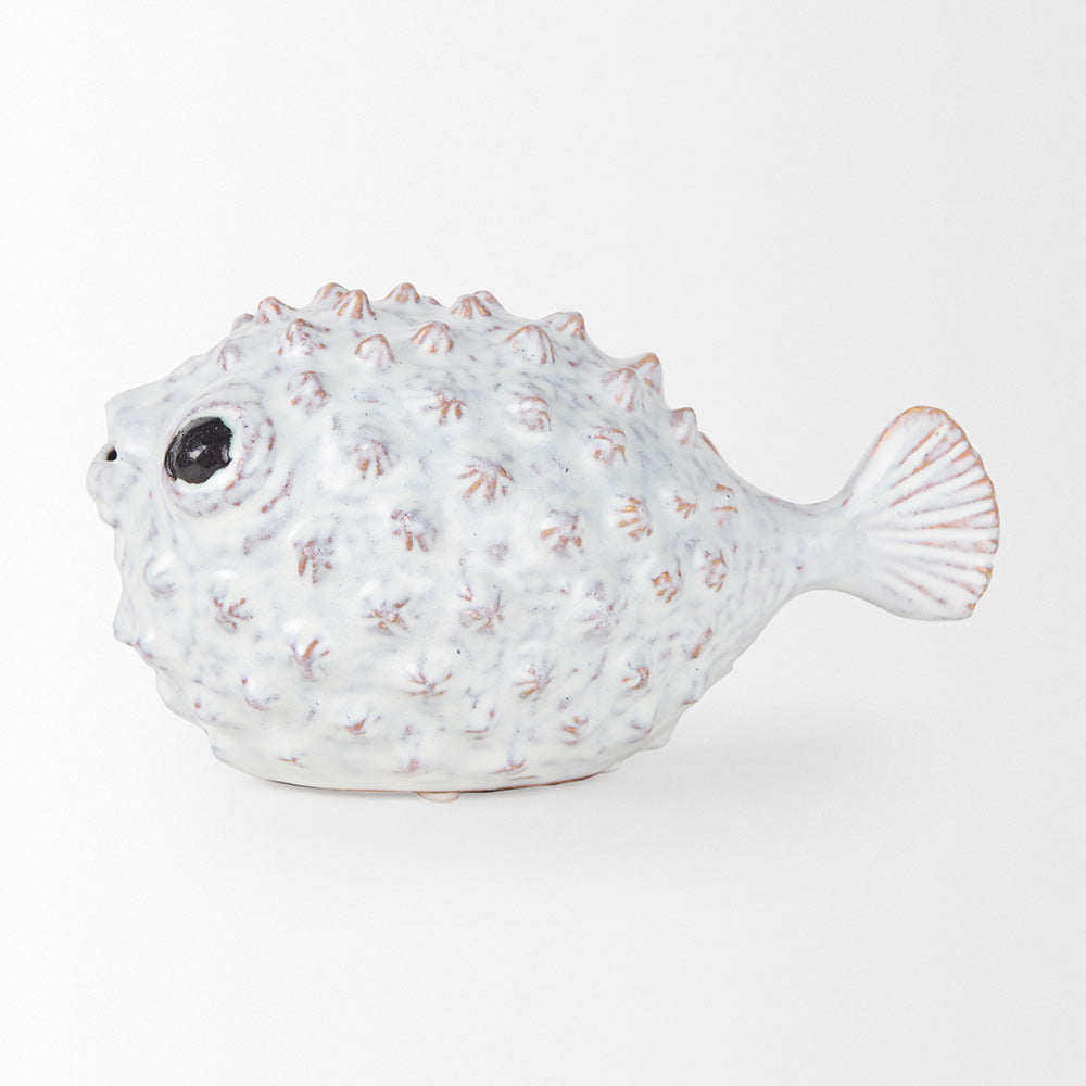 Mercana - Spike II Large 10L x 6W Off-White Ceramic Puffer Fish - 68019 view 4