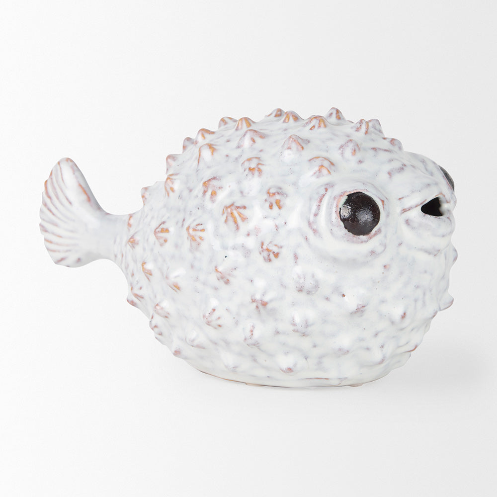 Mercana - Spike II Large 10L x 6W Off-White Ceramic Puffer Fish - 68019 view 6