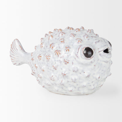 Mercana - Spike II Large 10L x 6W Off-White Ceramic Puffer Fish - 68019 view 6