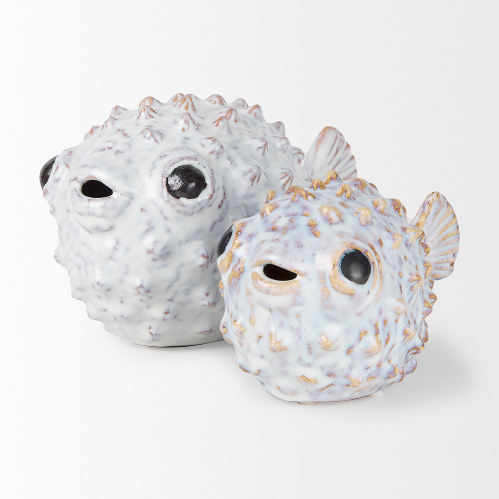 Mercana - Spike II Large 10L x 6W Off-White Ceramic Puffer Fish - 68019 view 12