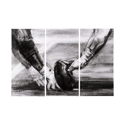 Mercana - Sports Collection Football 3 Piece Triptych L by Mercana Studio a Hand Embellished Textured Canvas - 102064-L view 1