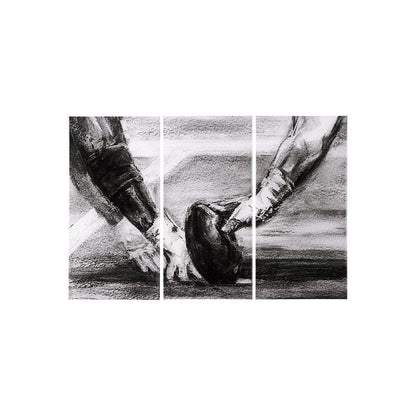 Mercana - Sports Collection Football 3 Piece Triptych S by Mercana Studio a Hand Embellished Textured Canvas - 102064-S view 1