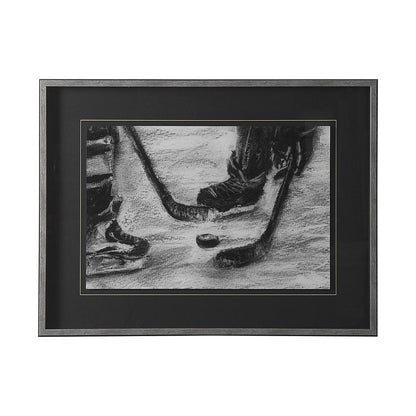 Mercana - Sports Collection Hockey by Mercana Studio Hand Embellished Framed Art Print Matted under Glass - 14034 view 1