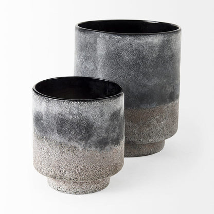 Mercana - Squally 8.0L x 8.0W x 8.6H Black/Brown Glass Ombre Textured Vase - 69547 view 3