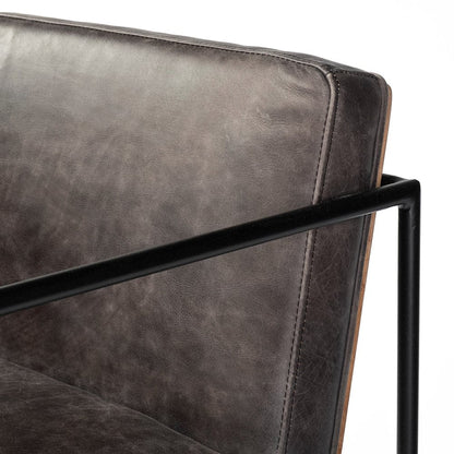 Mercana - Stamford 36" Total Height Black Leather Seat w/ Wood Back, Metal Frame Counter Stool - 68763 view 6