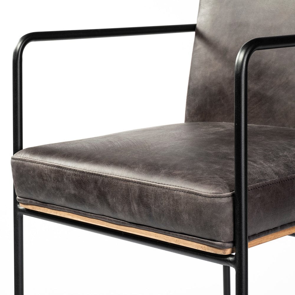 Mercana - Stamford 36" Total Height Black Leather Seat w/ Wood Back, Metal Frame Counter Stool - 68763 view 7