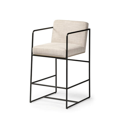Mercana - Stamford 36" Total Height Light Beige Upholstered Seat w/ Wood Back, Metal Frame Counter Stool - 68764 view 1