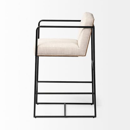 Mercana - Stamford 36" Total Height Light Beige Upholstered Seat w/ Wood Back, Metal Frame Counter Stool - 68764 view 3