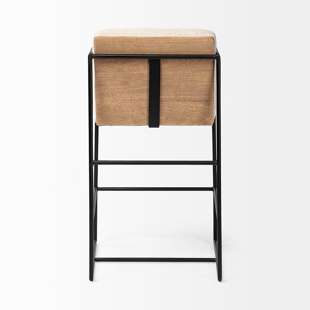 Mercana - Stamford 36" Total Height Light Beige Upholstered Seat w/ Wood Back, Metal Frame Counter Stool - 68764 view 4