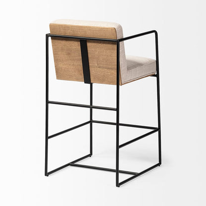 Mercana - Stamford 36" Total Height Light Beige Upholstered Seat w/ Wood Back, Metal Frame Counter Stool - 68764 view 5