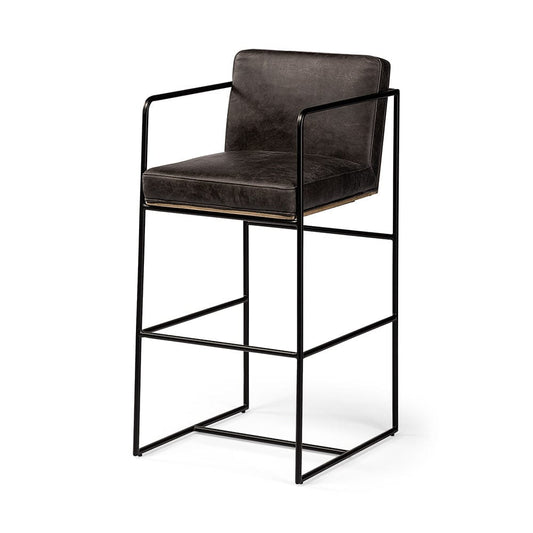 Mercana - Stamford 40" Total Height Black Leather Seat w/ Wood Back, Metal Frame Bar Stool - 68761 view 1