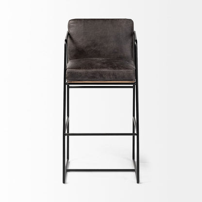 Mercana - Stamford 40" Total Height Black Leather Seat w/ Wood Back, Metal Frame Bar Stool - 68761 view 2