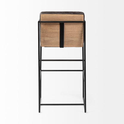 Mercana - Stamford 40" Total Height Black Leather Seat w/ Wood Back, Metal Frame Bar Stool - 68761 view 4