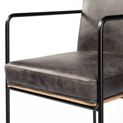 Mercana - Stamford 40" Total Height Black Leather Seat w/ Wood Back, Metal Frame Bar Stool - 68761 view 7