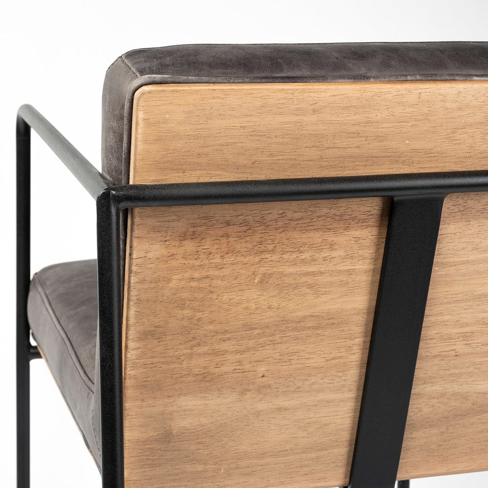 Mercana - Stamford 40" Total Height Black Leather Seat w/ Wood Back, Metal Frame Bar Stool - 68761 view 8