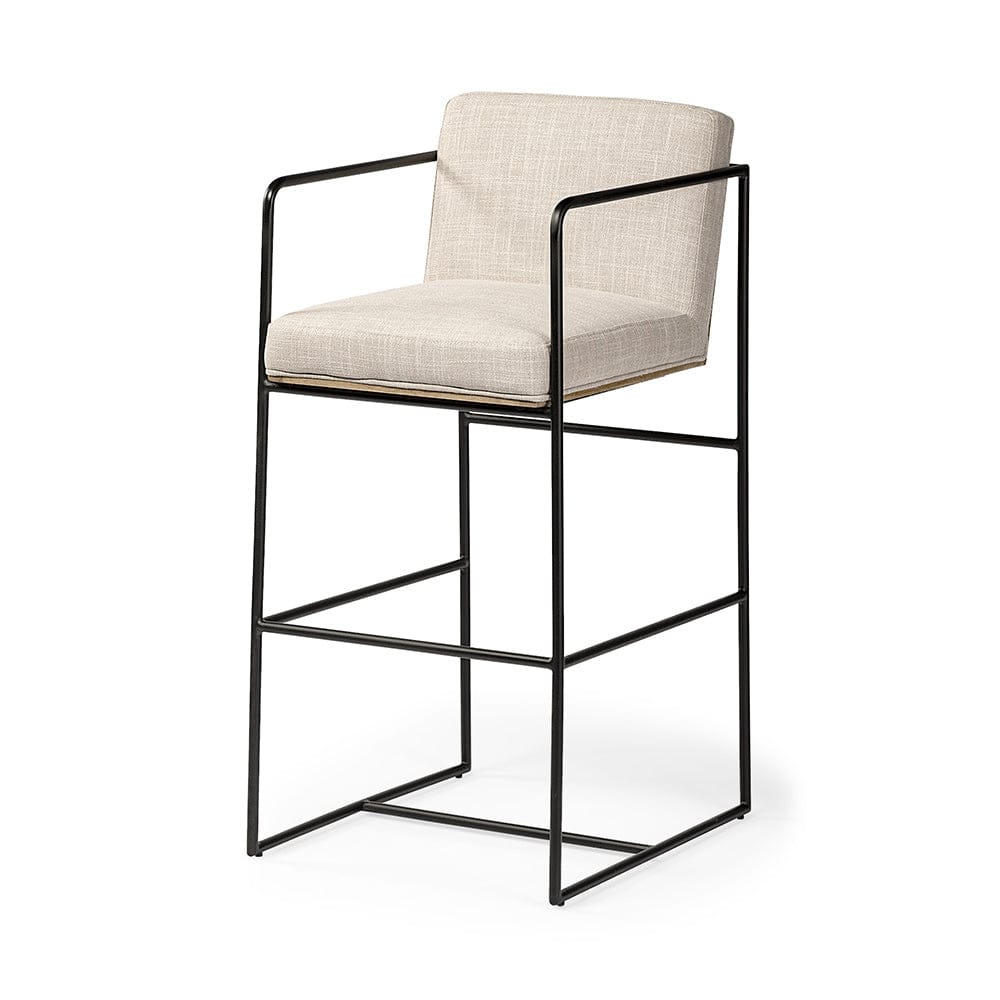 Mercana - Stamford 40" Total Height Light Beige Upholstered Seat w/ Wood Back, Metal Frame Bar Stool - 68762 view 1