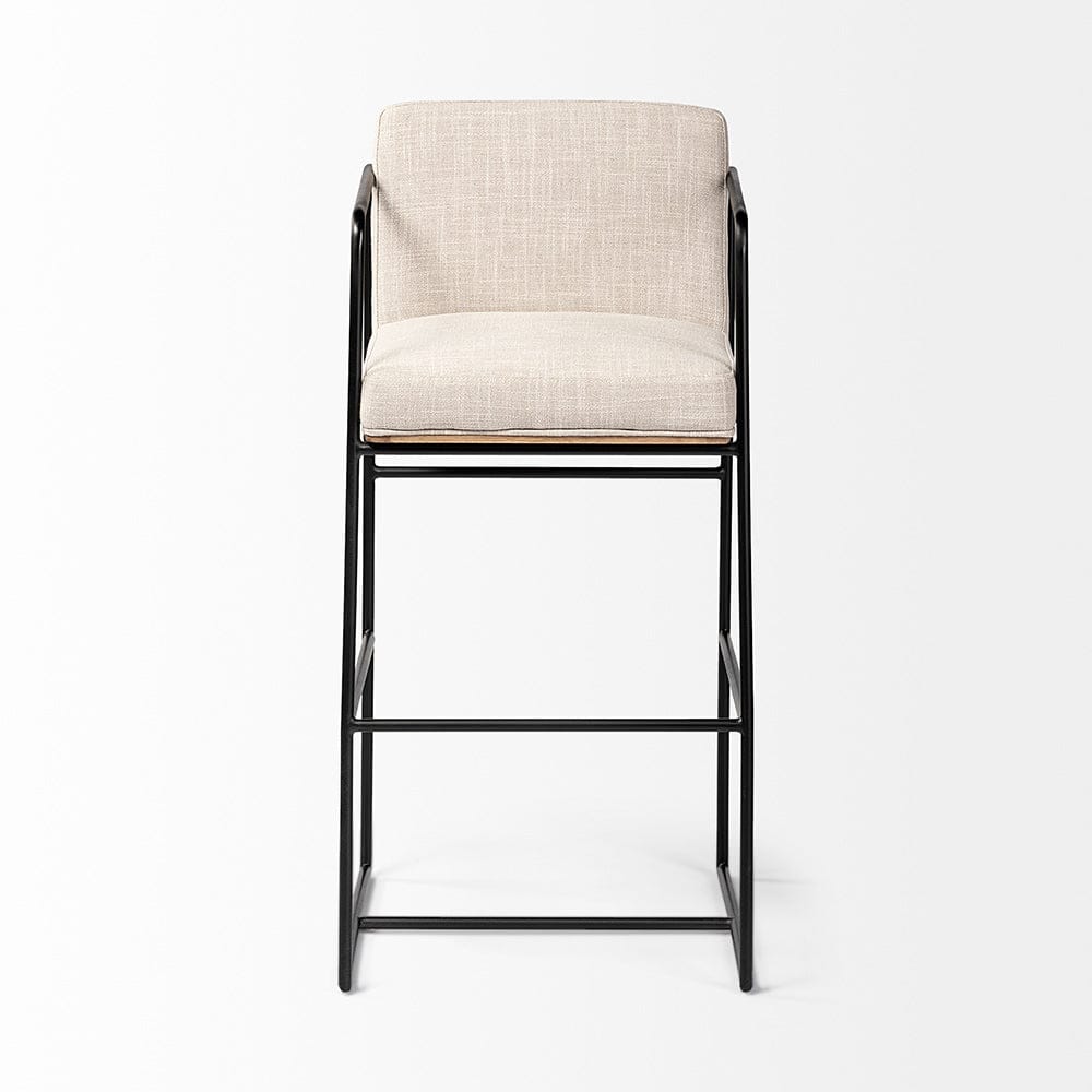 Mercana - Stamford 40" Total Height Light Beige Upholstered Seat w/ Wood Back, Metal Frame Bar Stool - 68762 view 2