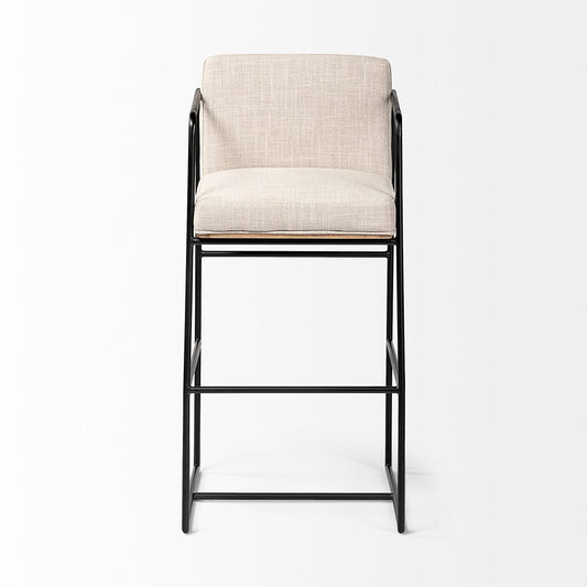 Mercana - Stamford 40" Total Height Light Beige Upholstered Seat w/ Wood Back, Metal Frame Bar Stool - 68762 view 2