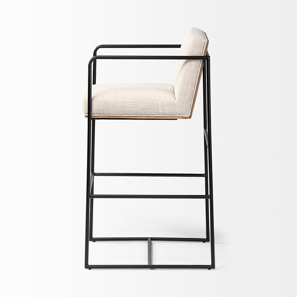Mercana - Stamford 40" Total Height Light Beige Upholstered Seat w/ Wood Back, Metal Frame Bar Stool - 68762 view 3