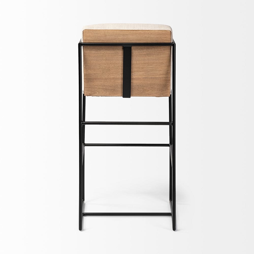 Mercana - Stamford 40" Total Height Light Beige Upholstered Seat w/ Wood Back, Metal Frame Bar Stool - 68762 view 4