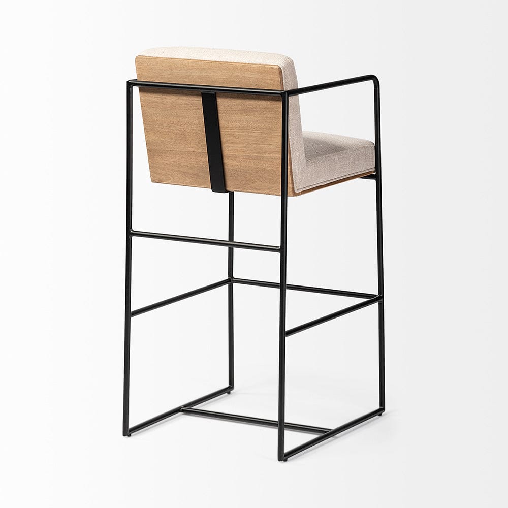 Mercana - Stamford 40" Total Height Light Beige Upholstered Seat w/ Wood Back, Metal Frame Bar Stool - 68762 view 5
