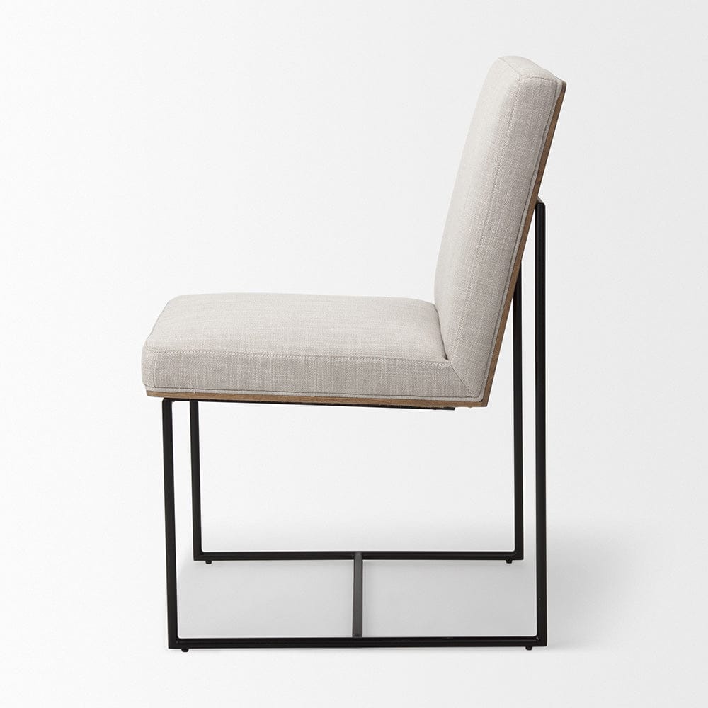 Mercana - Stamford Beige Upholstered Seat w/ Wood Back, Black Metal Frame Dining Chair - 69971 view 3