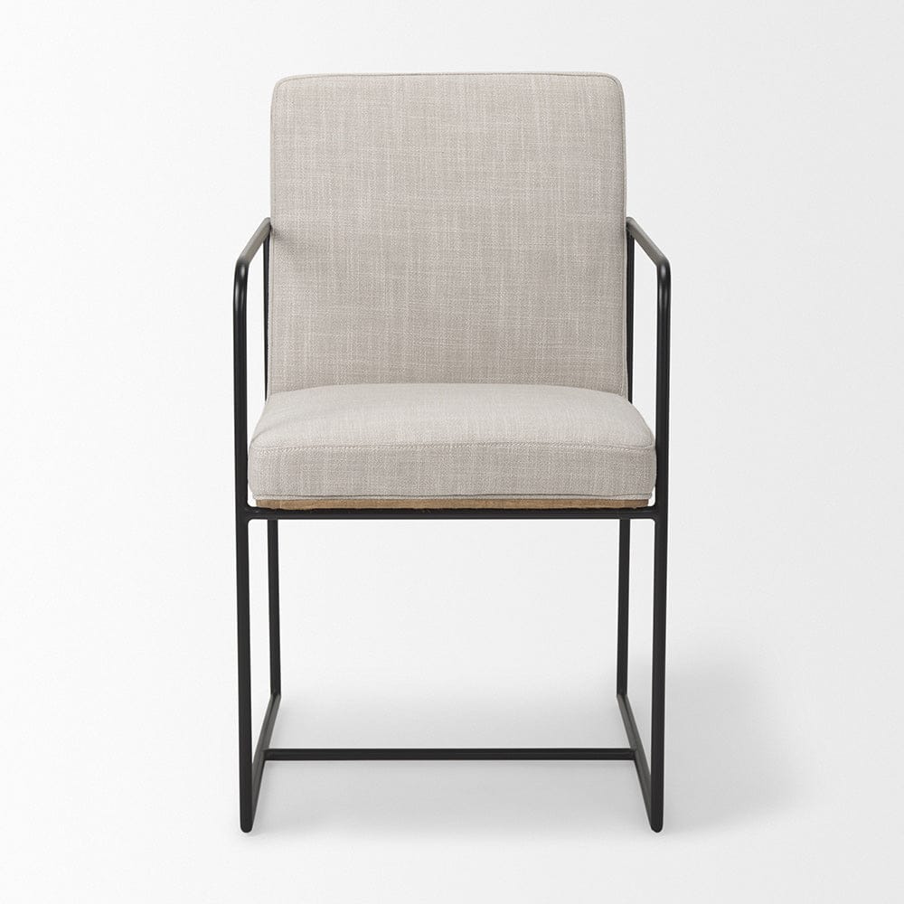 Mercana - Stamford Beige Upholstered Seat w/ Wood Back, Black Metal Frame Dining Chair w/ Arms - 69970_CLOSEOUT view 2