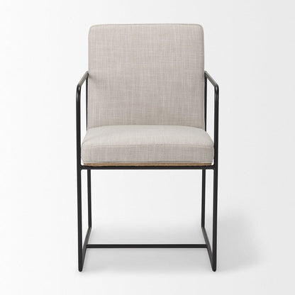 Mercana - Stamford Beige Upholstered Seat w/ Wood Back, Black Metal Frame Dining Chair w/ Arms - 69970_CLOSEOUT view 2