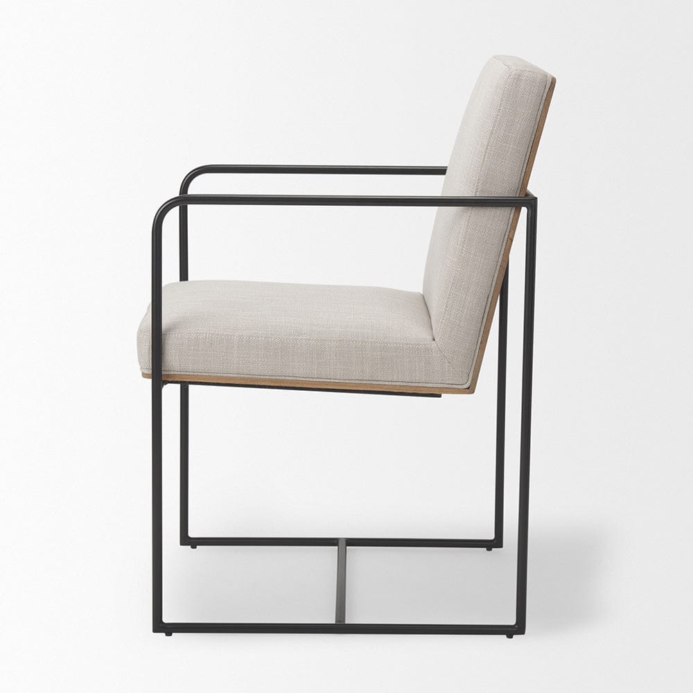 Mercana - Stamford Beige Upholstered Seat w/ Wood Back, Black Metal Frame Dining Chair w/ Arms - 69970_CLOSEOUT view 3