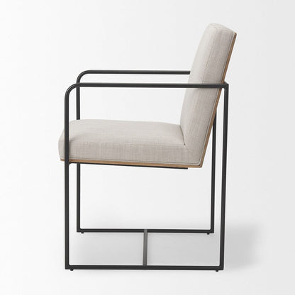 Mercana - Stamford Beige Upholstered Seat w/ Wood Back, Black Metal Frame Dining Chair w/ Arms - 69970_CLOSEOUT view 3