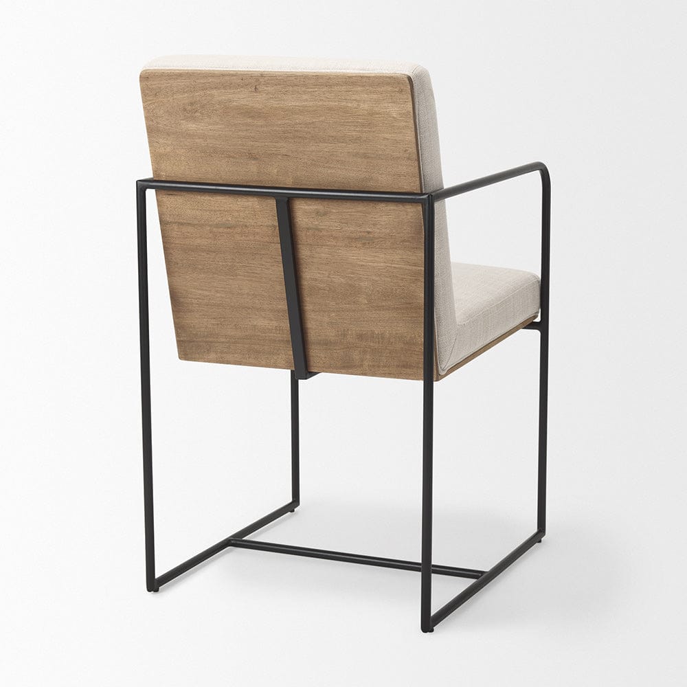 Mercana - Stamford Beige Upholstered Seat w/ Wood Back, Black Metal Frame Dining Chair w/ Arms - 69970_CLOSEOUT view 5