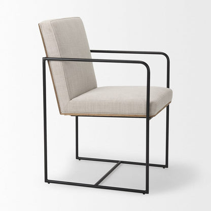 Mercana - Stamford Beige Upholstered Seat w/ Wood Back, Black Metal Frame Dining Chair w/ Arms - 69970_CLOSEOUT view 6