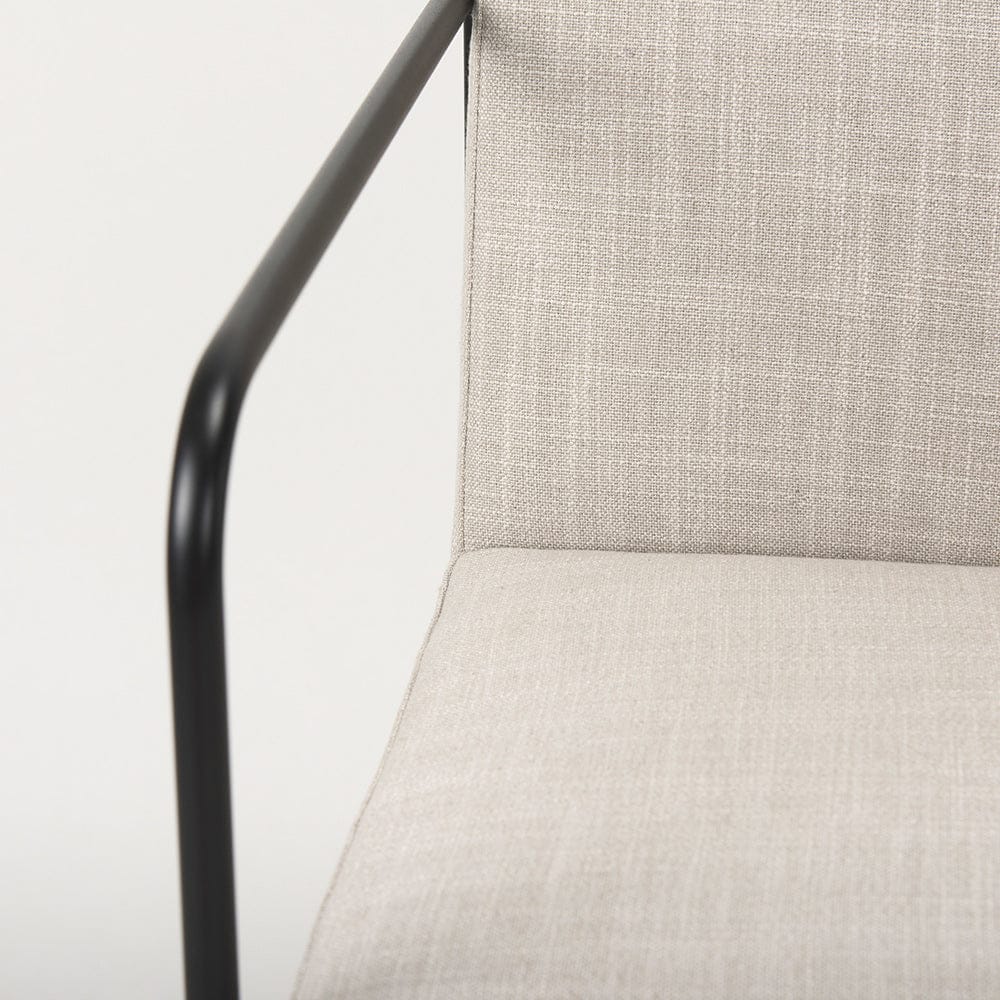 Mercana - Stamford Beige Upholstered Seat w/ Wood Back, Black Metal Frame Dining Chair w/ Arms - 69970_CLOSEOUT view 8
