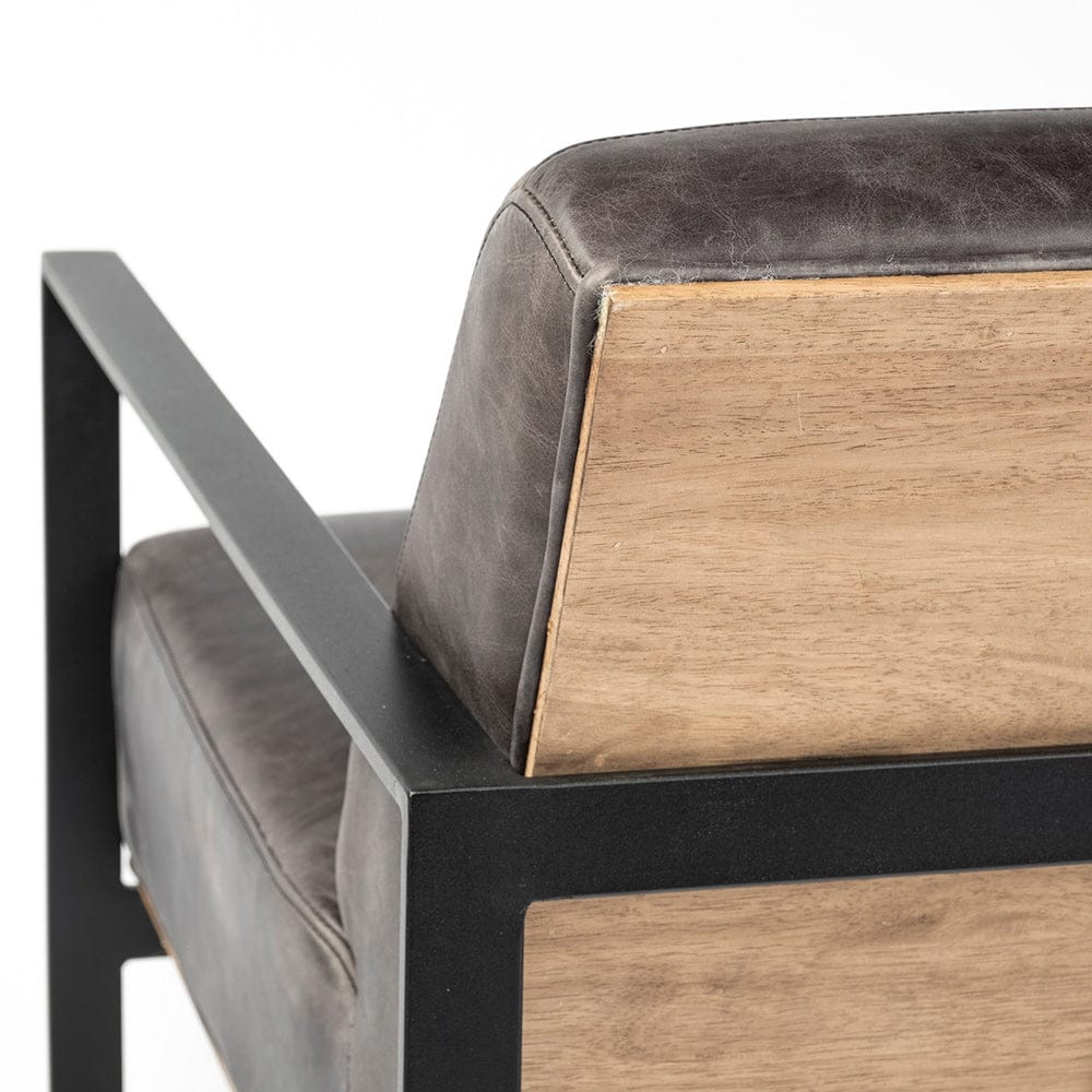 Mercana - Stamford Black Genuine Leather Seat w/ Wood Back, Metal Frame Accent Chair - 68759 view 10