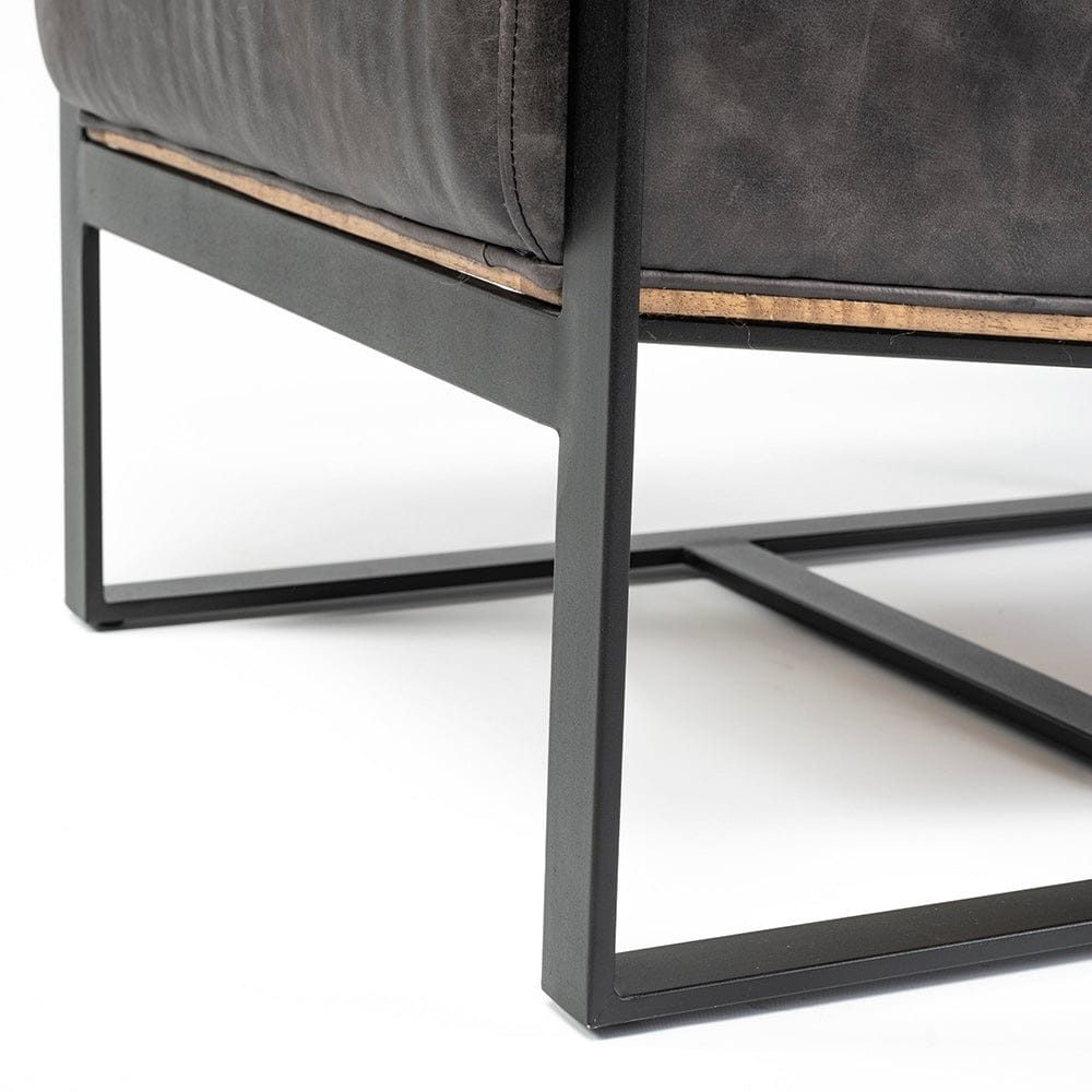 Mercana - Stamford Black Genuine Leather Seat w/ Wood Back, Metal Frame Accent Chair - 68759 view 12