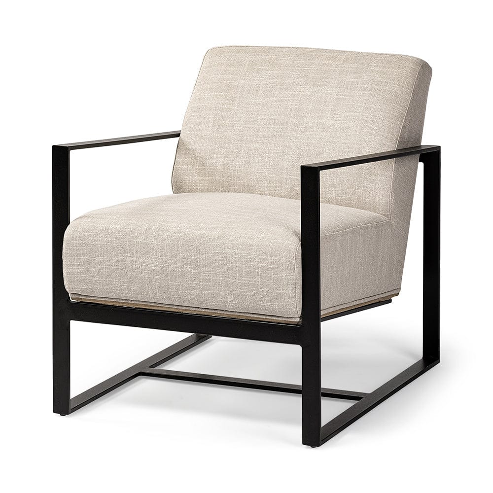 Mercana - Stamford Light Beige Upholstered Seat w/ Wood Back, Metal Frame Accent Chair - 68760 view 1